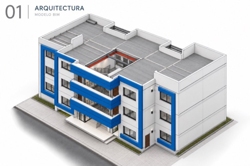 Edificio Bahía Azul, modelo arquitectónico BIM