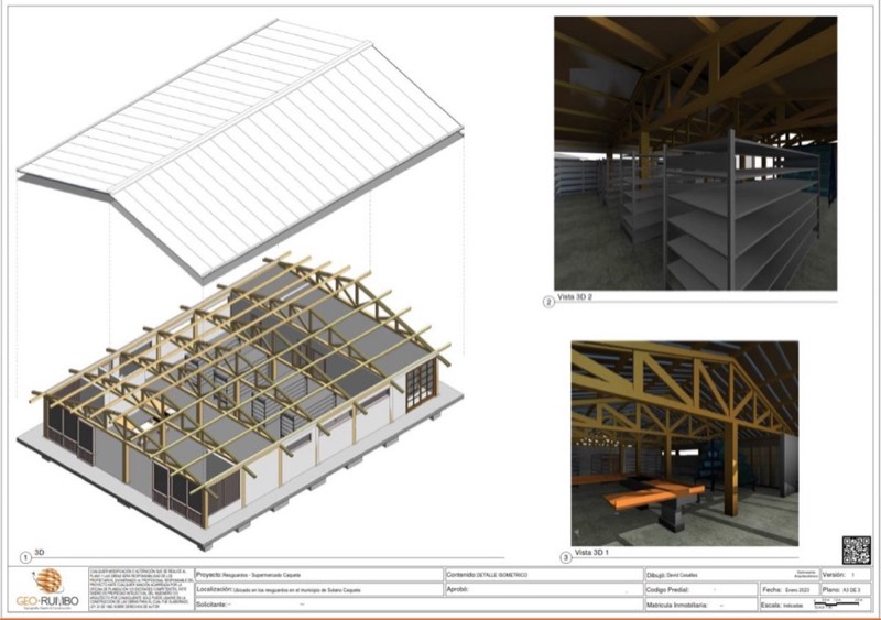 Supermercado Comunidades Indígenas, detalle isométrico BIM