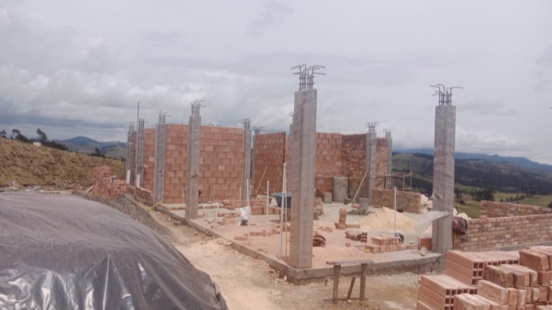 Casa Duran Vallejo, columnas y muros en construcción