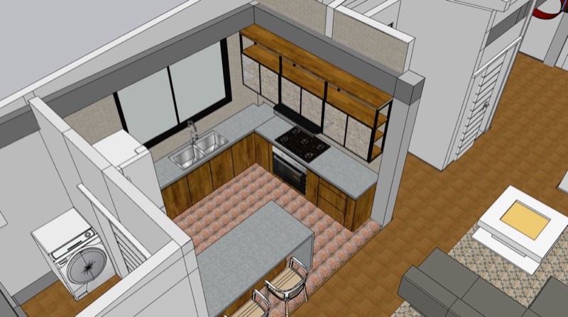 Render del diseño de la cocina de Casa Duran Vallejo