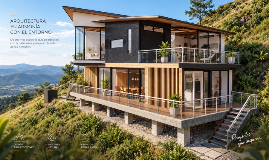 Casa Campestre Nocaima, portada con etiquetas de arquitectura
