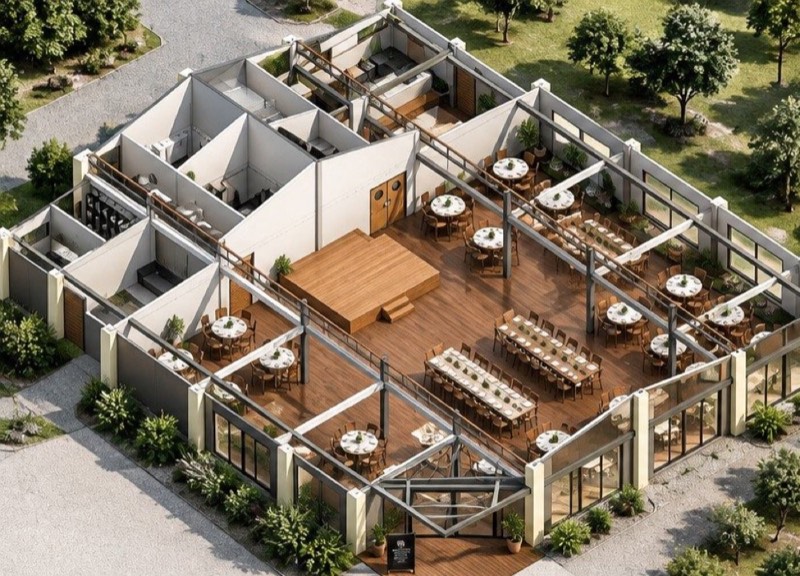 Hacienda El Potrero, planta arquitectónica isométrica